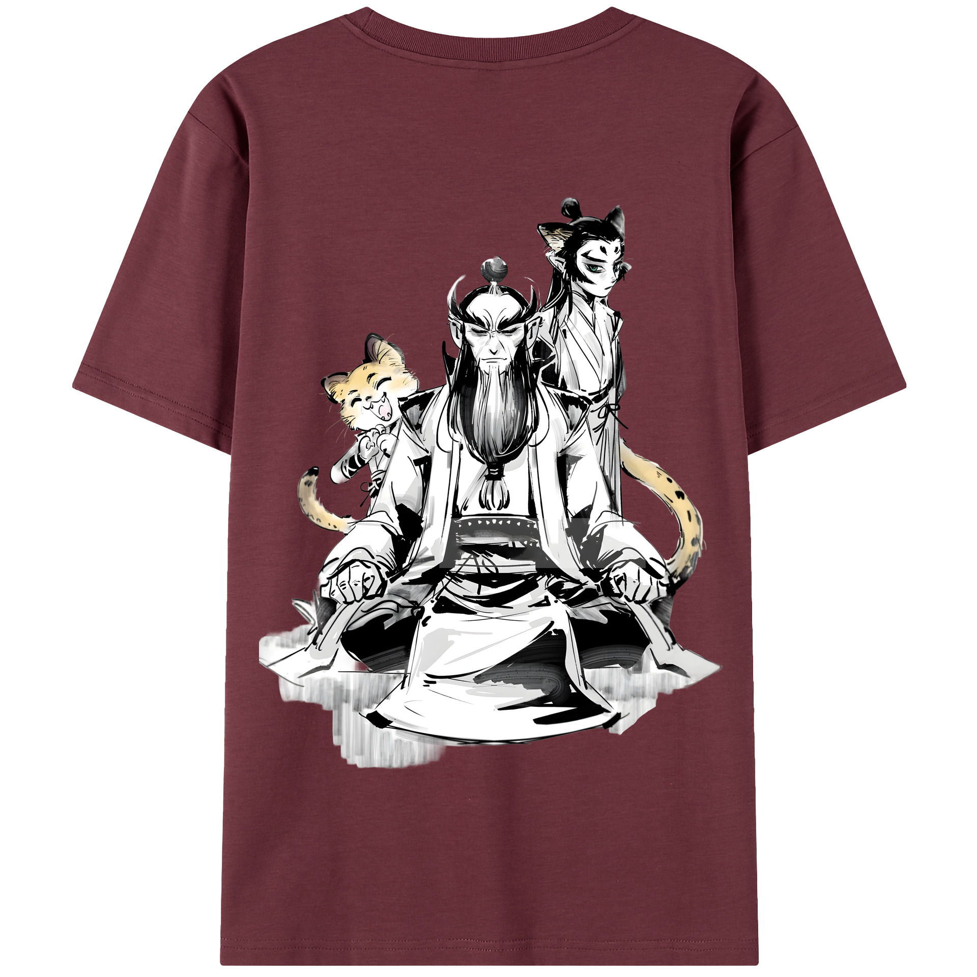 （画像用） Ne Zha 2 ナタ 魔童の大暴れ 綿100％半袖Tシャツ（背面プリント）